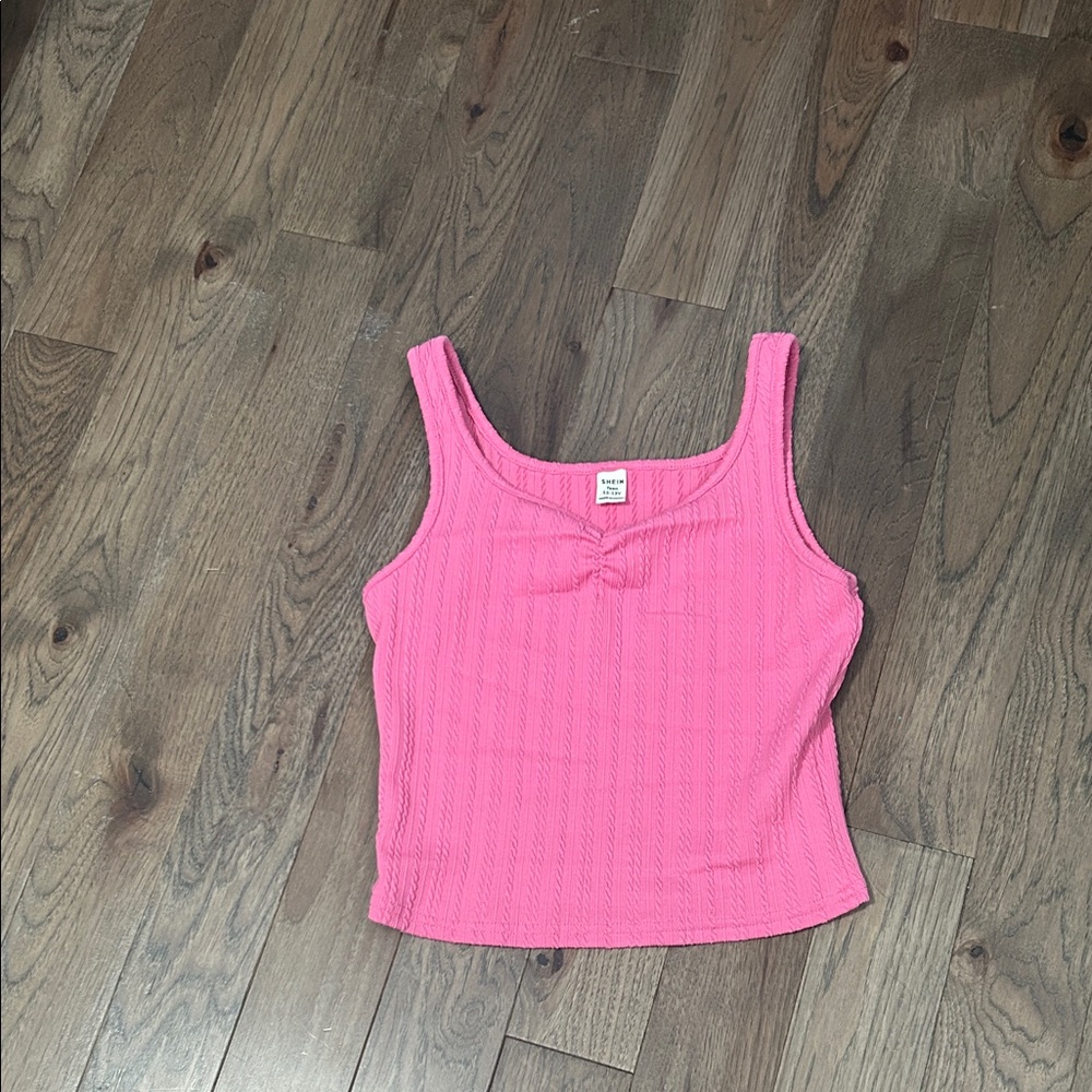 🎁SHEIN Pink Ribbed Tank Top